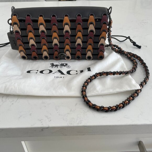 Coach Dinky Tabby Genuine Leather Shoulder Bag Brown/Tan/Cream/Burg Sz OS NWT - Picture 10 of 12